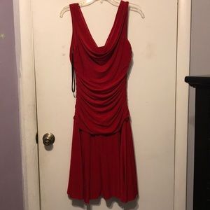 Red cinched dress